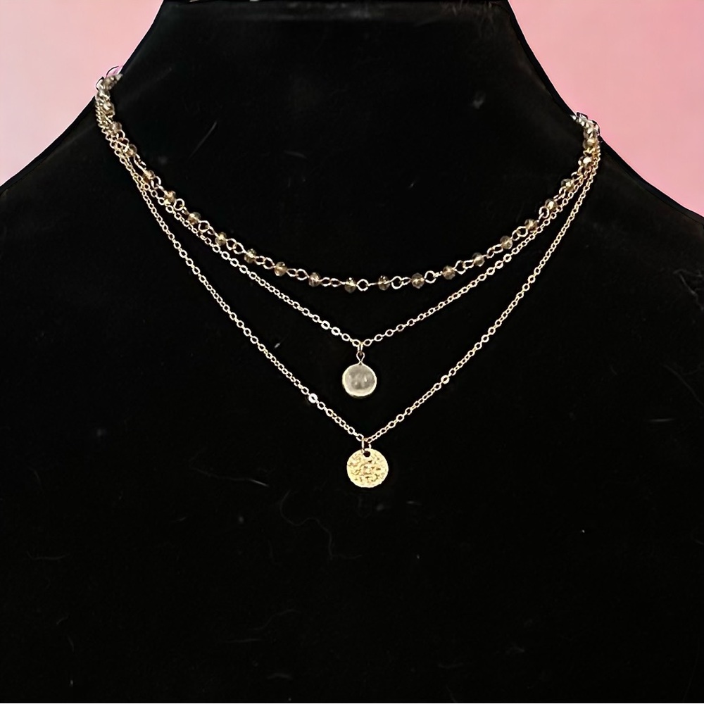 Frenzy gold tone layered multi chain necklace